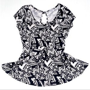 Aztec print peplum top